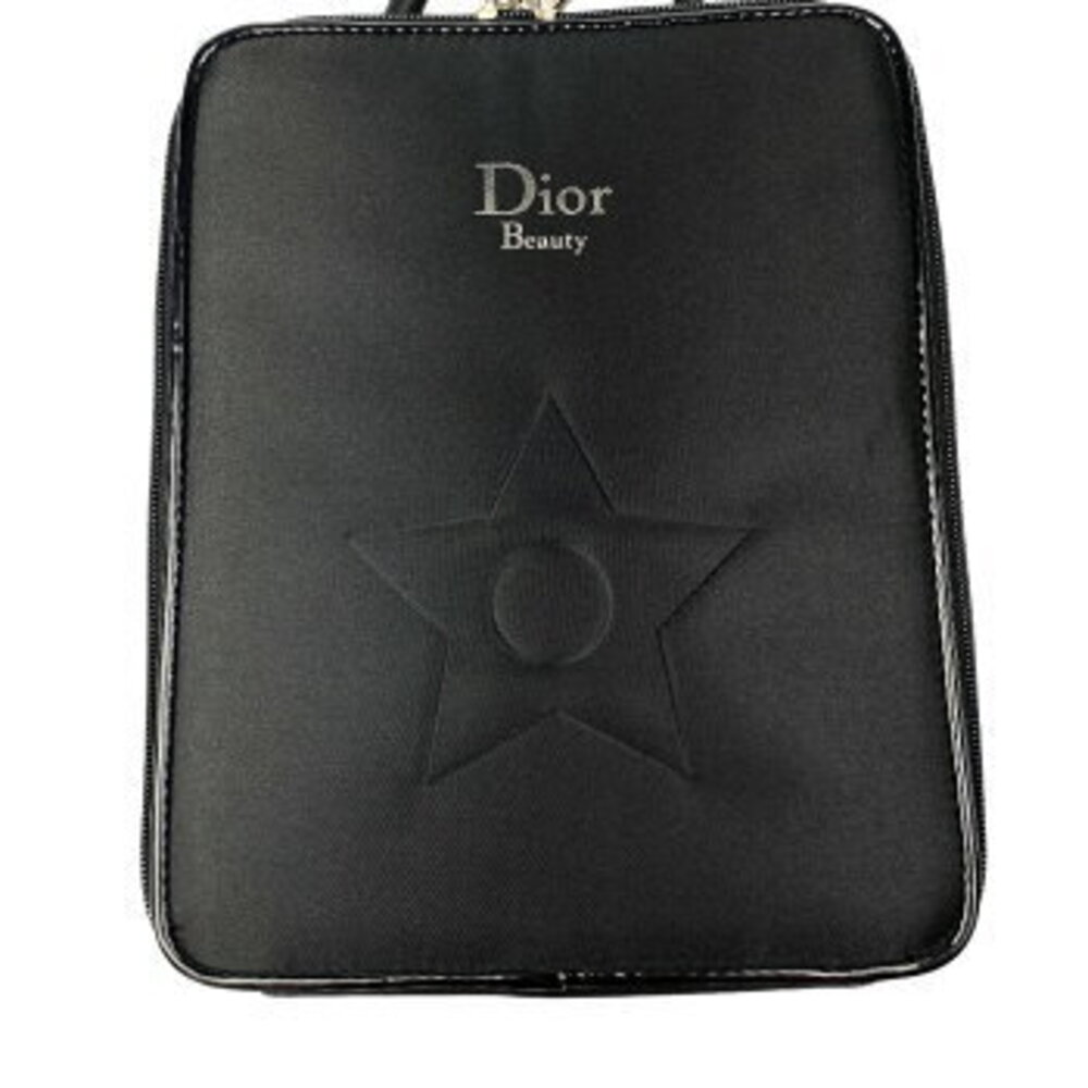 Dior Beauty Vanity Pouch Set Makeup Case Wallet Bag Black Silver